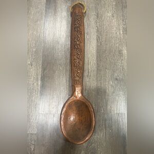 Large Hand-Carved Wooden Spoon - Brown